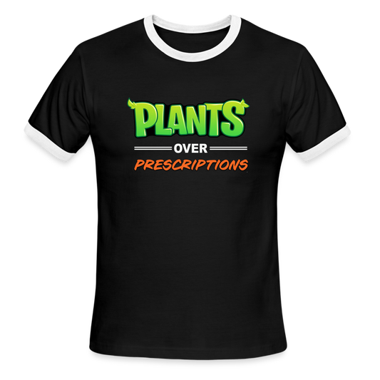 Plants Over Prescriptions Ringer T-Shirt - black/white